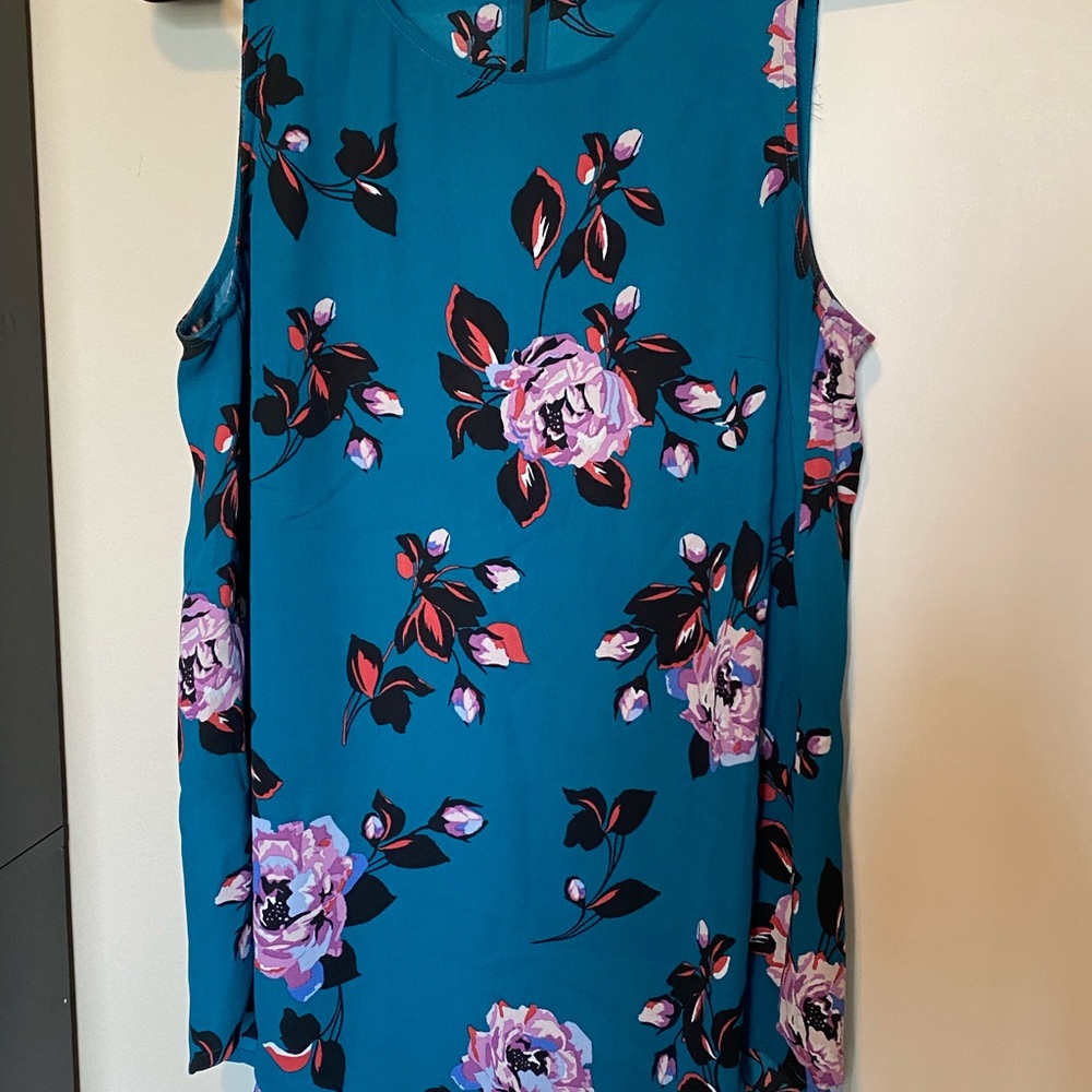 Daniel Rainn Teal and Lavender Floral Blouse